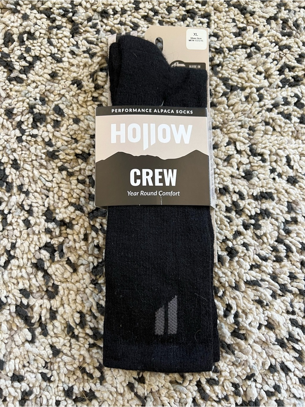 Hollow Alpaca Socks Crew Black Size XL